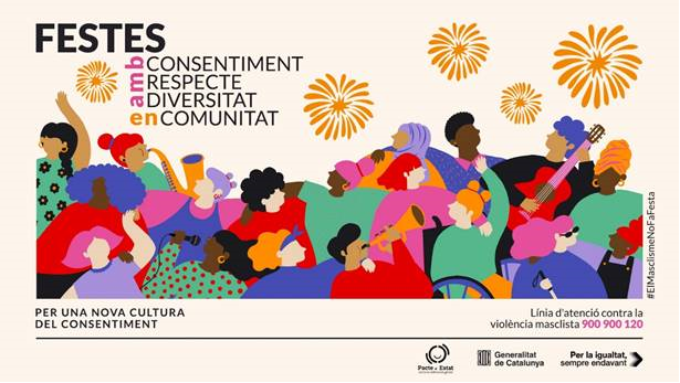 SilviaCarrascoP's tweet photo. La Generalitat ens envia aquest cartell indescriptible pel #25N Dia Internacional per l'Erradicació de la Violència contra les Dones
Es pot saber quina relació té la #ViolènciaMasclista amb el consentiment, la diversitat i la comunitat?? 
I a què venen els focs artificials? https://t.co/TFx3C6Nmb0