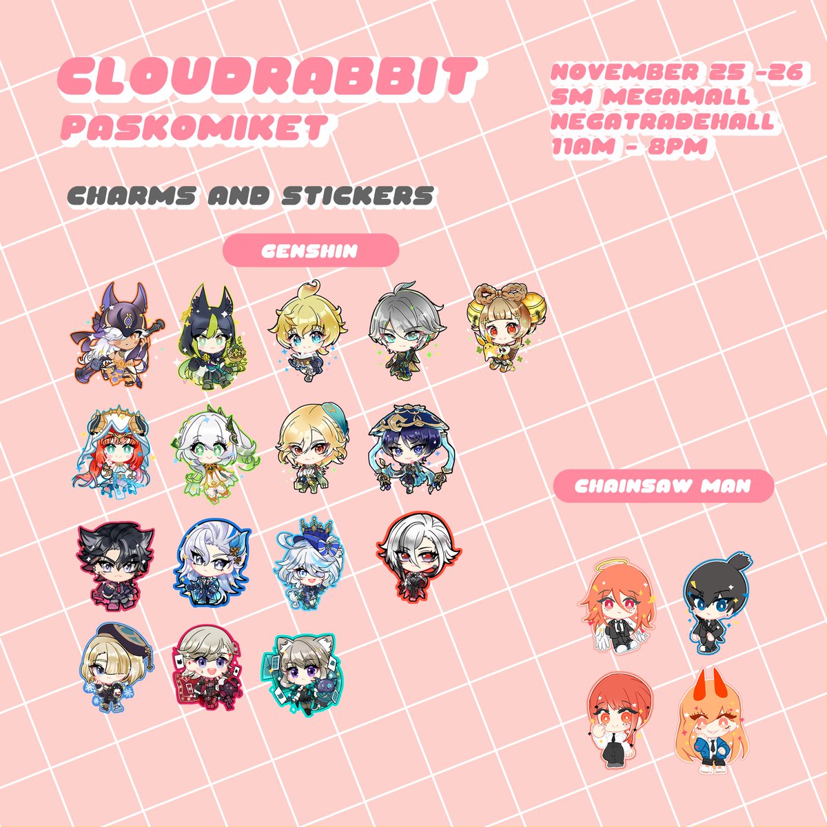 Hello! ✨
I will be at #PASKOMIKET2023 with <a href="/calemonsi/">CL ☆</a> and <a href="/savvy_lavy/">savvy lavy</a> at table#11 this weekend! > w <)//✨

📍SM Megamall Megatrade Hall 2
🎟️100