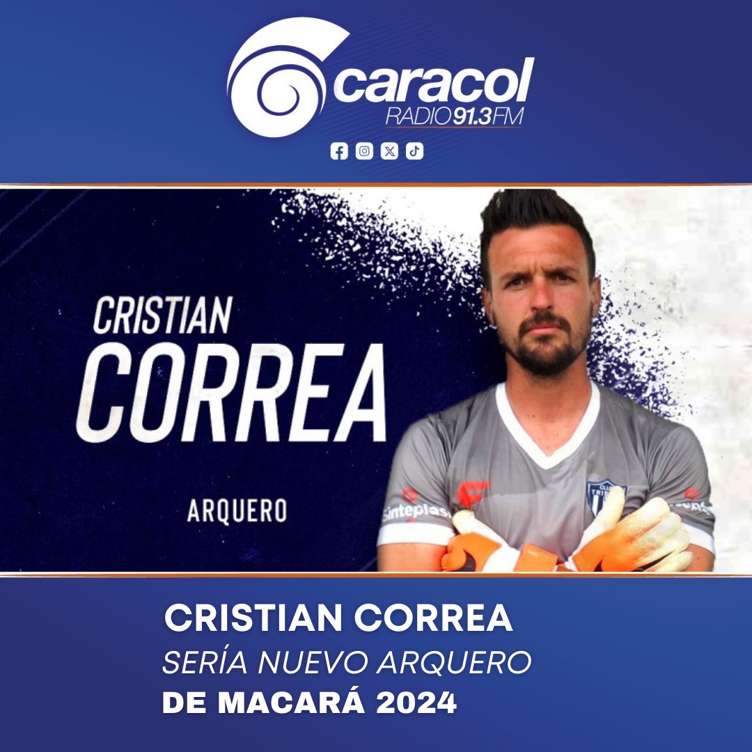 𝐋𝐈𝐒𝐓𝐀𝐒 𝐋𝐀𝐒 𝐌𝐀𝐍𝐎𝐒 𝐃𝐄 𝐌𝐀𝐂𝐀𝐑𝐀́

Cristian Correa, sería el nuevo arquero de @cd_macara_oficial para la temporada 2024. 
Tiene 32 años, será su primera experiencia internacional y viene de atajar en Chacarita Junior 🇦🇷

Info: <a href="/ayalanicolas97/">Nicolas Ayala</a>