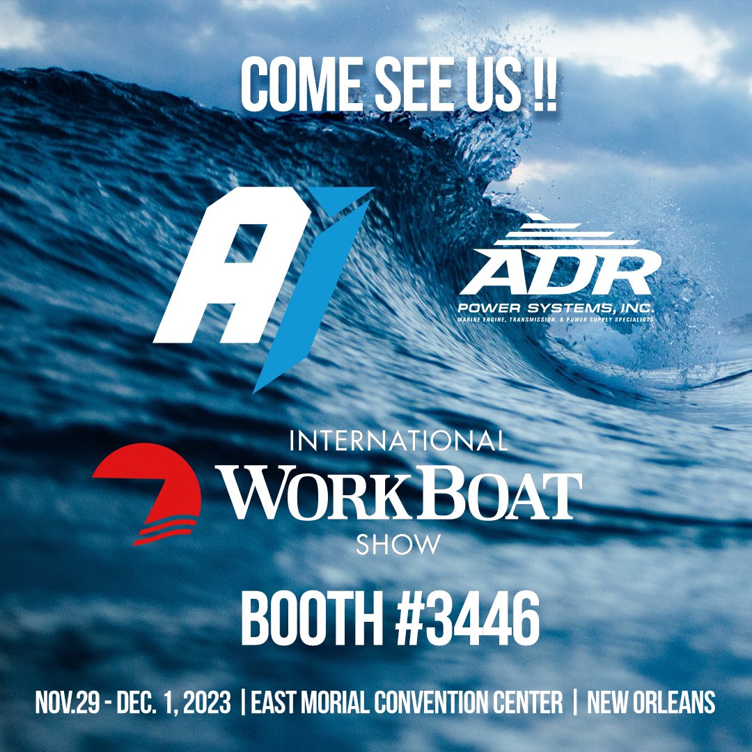 ADRPowerSystems's tweet photo. We are 1 week away from the gathering of  thousands of professionals in the maritime industry. The International WorkBoat show 2023. See you there. 

#adrpowersystems #alamarinjet #baudouin #bukh #iwbs23 #marinetransmissions #dieselengines #waterjetpropulsion https://t.co/mMDAWUz6Ab