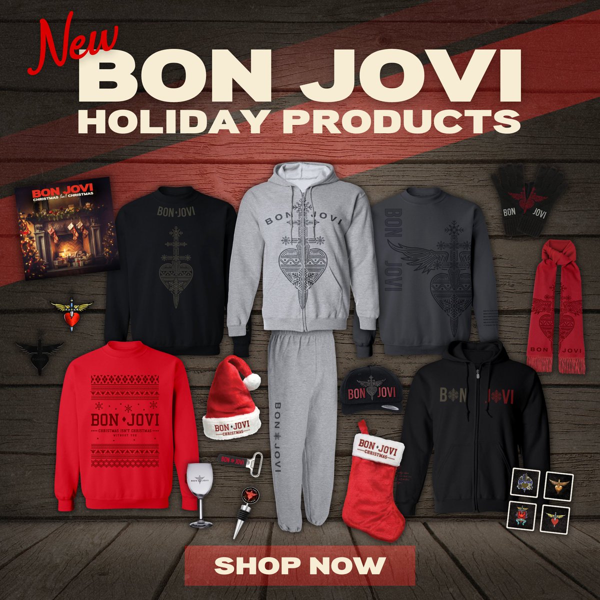BonJovi's tweet photo. We've got the perfect 'Christmas Isn't Christmas' listening party essentials! Check out our NEW holiday merch at https://t.co/cZeH668IFA https://t.co/m1dplh7QiE