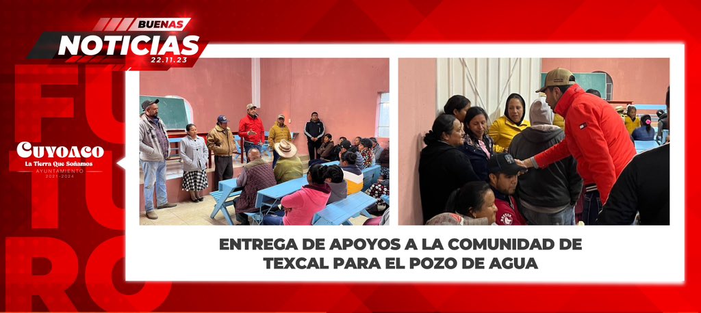 SoyCuyoaco's tweet photo. Nuestro Presidente @IvanCamachoRM visitó la Comunidad de #Texcal para entregar el apoyo económico para la compra del equipamiento necesario para el pozo de agua de la Comunidad y trazar proyectos a futuro que beneficiarán a todas y todos.
#LaTierraQueSoñamos ⛰ https://t.co/5hxUYBTkZB