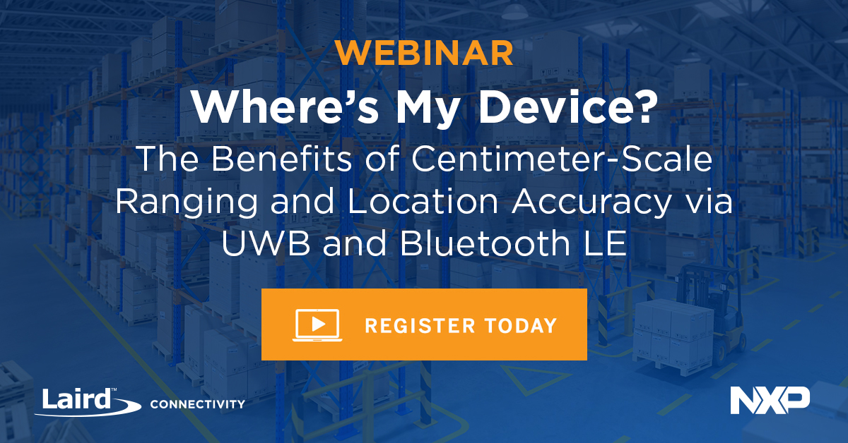 Next Wednesday, Nov 29th at 11:00 a.m. EST, during this webinar, together <a href="/NXP/">NXP</a> and Laird Connectivity will look at the unique value created by combining UWB and Bluetooth LE in a single device. Register here: bit.ly/3QRXYkZ

#uwb #bluetoothlowenergy #webinar #nxppartner