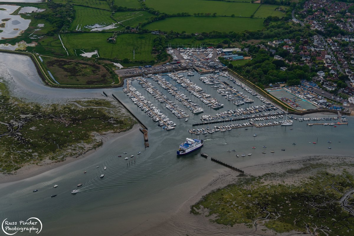 RussPinder's tweet photo. Lymington River and Marina and the @wightlinkferry #NewForest #Lymington #Solent #aerial #aerialphotography #aerialphoto https://t.co/aFWgQZl4iY