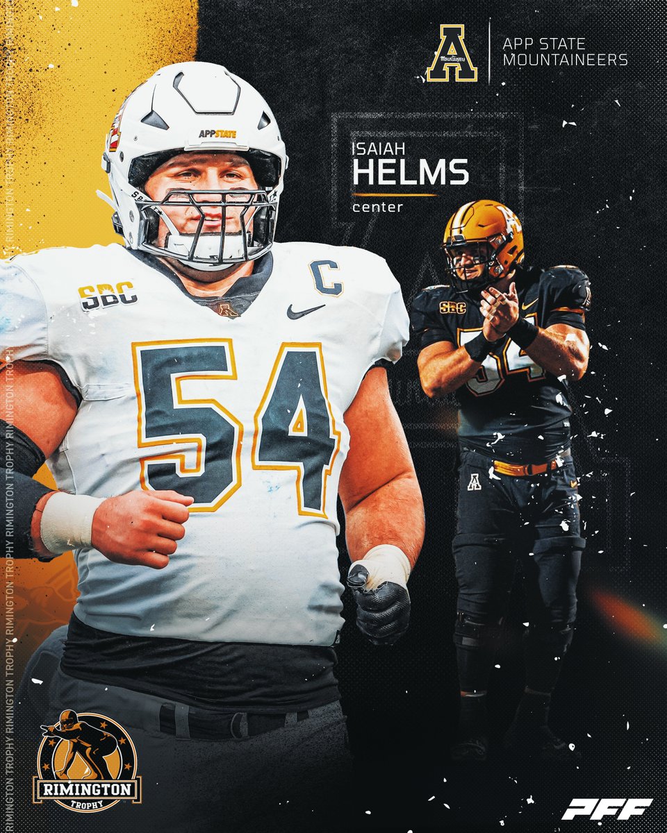 Isaiah Helms has allowed 0 sacks across 431 pass blocking snaps and has only allowed 9 total QB pressures in 2023. @pffcollege grades the @App_StateFB center at 78.2 in pass blocking. #rimingtonwatchlist