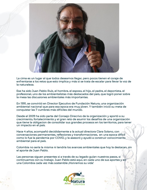 fundacionnatura's tweet photo. ¡Honramos tu vida y continuamos tu legado, a través de acciones para el cuidado de la naturaleza! En memoria de @Juparus https://t.co/O2uwEB6yqn