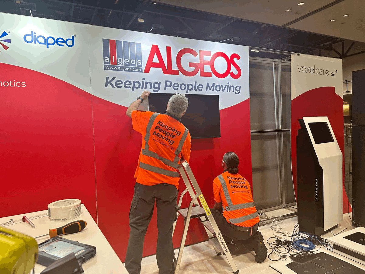 AlgeosUK's tweet photo. It’s been a busy morning for #TeamAlgeos setting up for RCoP. Come and see us on stand 14 & 16 and don’t miss our demo with Shaun Large discussing scan, design, produce using the VoxelCare systems.
#EPIC #Voxelcare #Diaped #Slimflex #Interpod https://t.co/hK6lnBsYRS