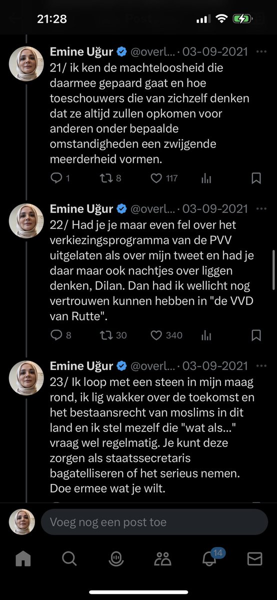 Je flirtte met de PVV <a href="/DilanYesilgoz/">Dilan Yesilgöz - Zegerius</a> en normaliseerde de partij, omdat je dacht dat jij uiteraard premier zou worden, maar je mag nu gaan hengelen naar een ministerpost onder premier Wilders.

Ik hou ondertussen mijn Plan B, dat jij destijds “een gotspe” noemde, nog gewoon even