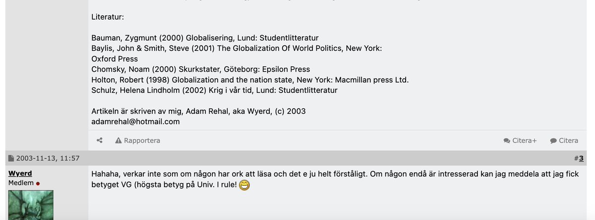 Ivarpi's tweet photo. I dag lyckades Adam Rehal, en "vanlig palestinaaktivist", få samma debattartikel publicerad i både DN och Expressen. I den kritiserar han Ulf Kristersson för hur han beskrivit medborgarmötet i Göteborg. De var inte alls gaphalsar, skriver Rehal som var på plats, utan bara demokratihungriga medborgare: "Vi är besvikna, vi är ledsna, vi är förtvivlade och framför allt är vi arga för att vi inte har en regering och en statsminister som har mod nog att kalla saker vid deras rätta namn". 

Han skriver också att "Slagord som ”krossa sionismen” och ”Israel – mördare” är inte antisemistism, det är antisionism.". 

Hmm. 

Vad händer om man googlar Adam Rehal? Debattredaktörerna på DN och Expressen kanske inte gjorde det. På Flashback har han haft lite av en karriär, där under användarnamnet Wyerd. Bland annat håller Adam Rehal där med Flashback-användaren "Himmler!" (ofta kallad Förintelsens arkitekt) om detta uttalande: "Israel är alltså jämförbart med daesh och använder judendomen som täckmantel för sin "terrorism" ja, den var nästan lite rolig eller kanske inte."

Adam Rehal, palestinaktivist och debattör i DN och Expressen, nickar instämmande och lägger till: 
"Ja. Precis så är det. Judarna använder sin tro för att ockupera ett folk, stjäla deras mark och bomba deras barn med vit fosfor."

Antisionism är inte antisemitism, säger du? Antisemitism är antisemitism, säger jag.

Jag tycker nog att Ulf Kristersson kallar saker vid dess rätta namn i sin kommentar. Palestinarörelsen har ett gravt problem med antisemitism.
