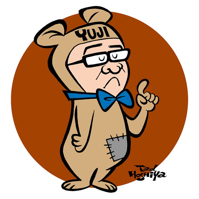 ハンナ・バーベラの『Yogi Bear(クマゴロー)』のBoo-Boo Bearに扮した大野雄二さん。大野雄二さんもモンキー・パンチさんもハンナ・バーベラのファンです。 