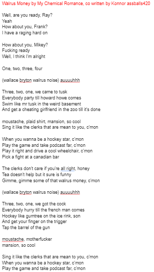 user8724783's tweet photo. WALRUS MONEY. please listen to vampire money but imagine that these are the lyrics. https://t.co/N2Rg1W6Ko8