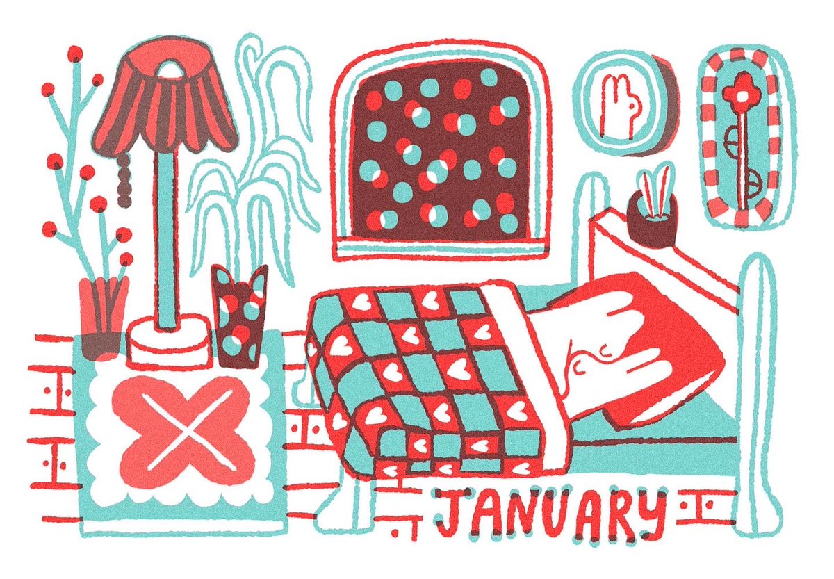 oddrabid's tweet image. ❄️ january for my 2024 riso calendar 🌟