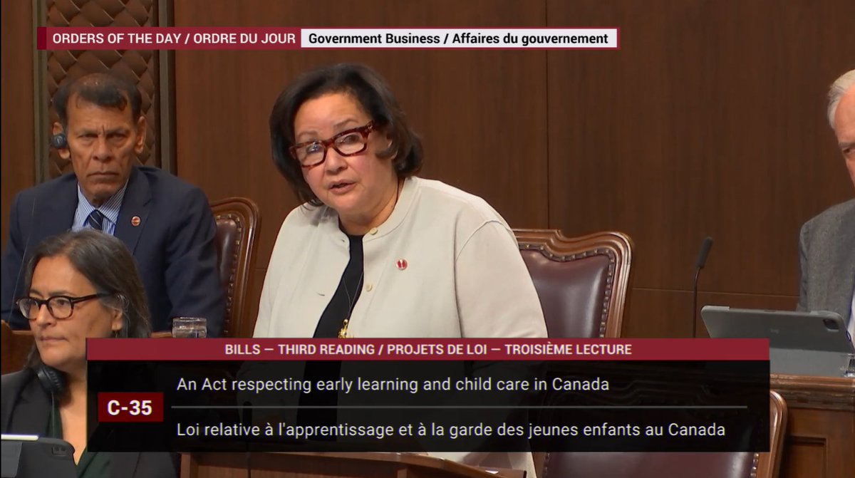 Bill C-35 (an Act respecting early learning and child care in Canada) represents an ongoing investment to Canadian families. Third reading by @SenMoodie took place today in the Senate of Canada. Text of the bill: parl.ca/LegisInfo/en/b…