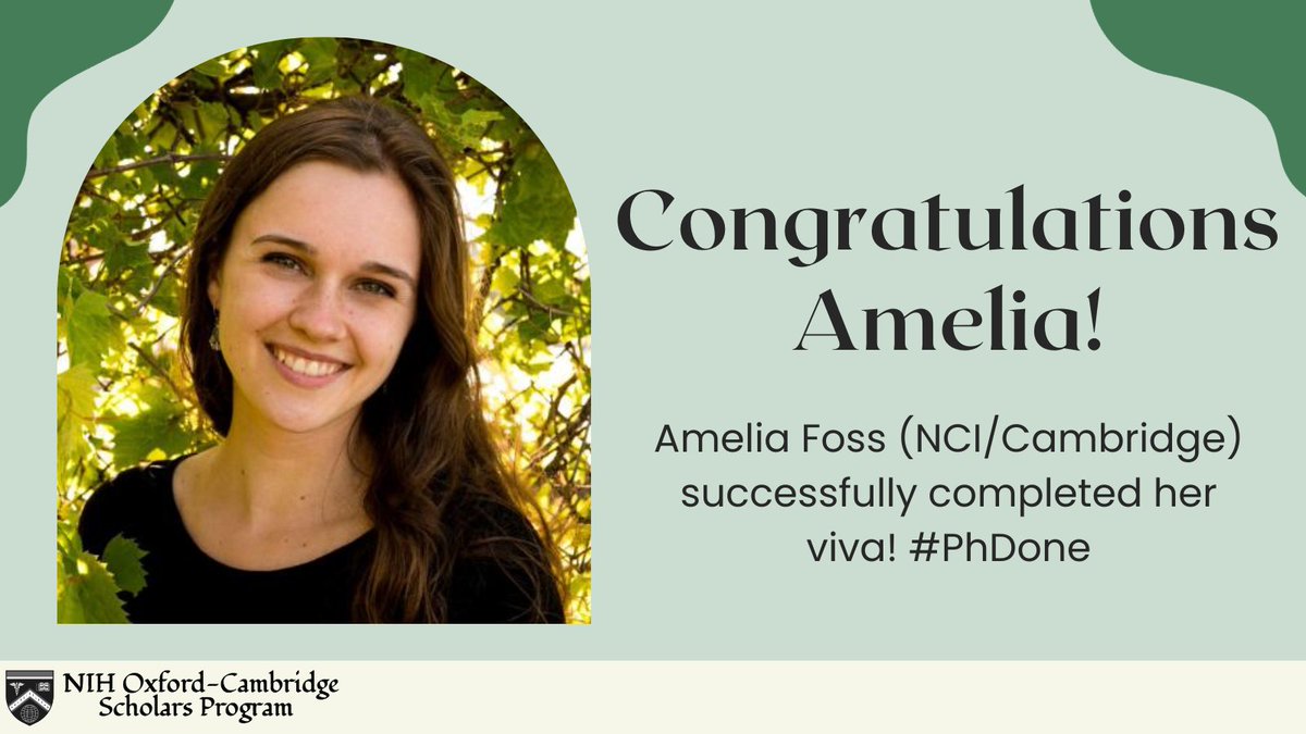 We have some exciting news as we head into Thanksgiving! Amelia Foss successfully defended her viva at @Cambridge_Uni 🥳#PhDone #NIHOxCamScholars