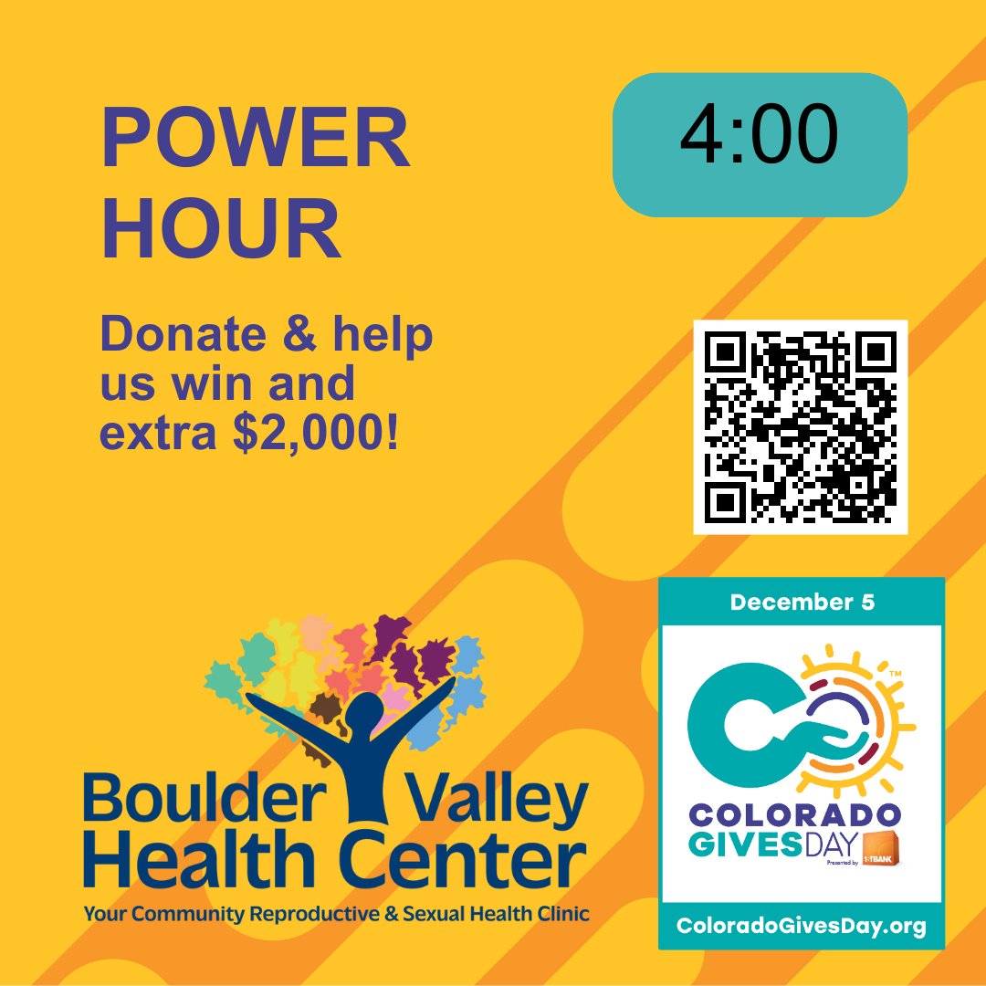 Today's the day!! Colorado Gives Day! Make your gift during today's power hours and we could win $2,000! One starts now from 4-5 pm then 7-8 pm and the last hour 10-11 pm (all Mountain times).