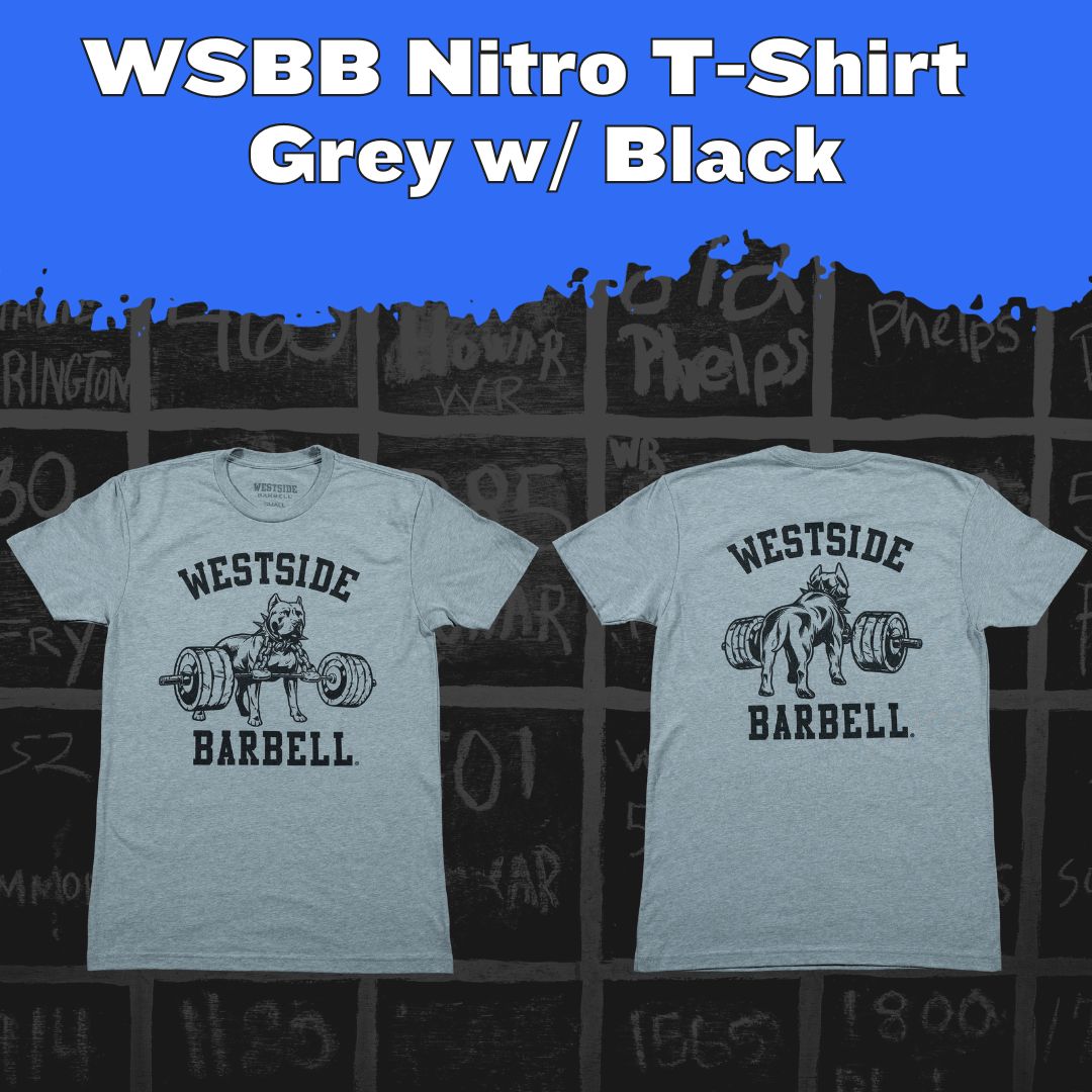 🔥 New product drop!🔥 Nitro T-Shirt 2.0 in Grey/ w Black We’re also offering it at 25% off just for the holidays. bit.ly/3ukbgPx #westsidebarbell #conjugate #merch #blackfriday