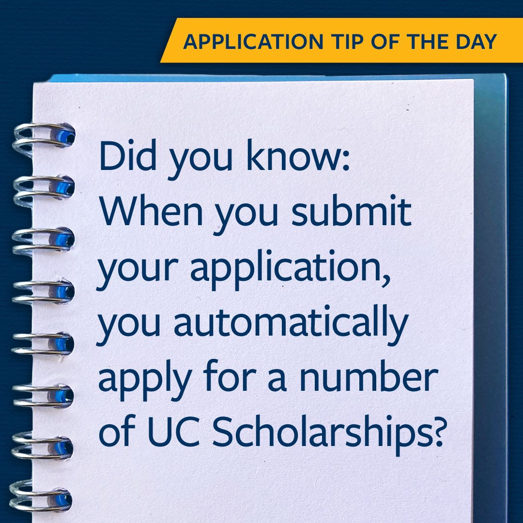 CalAdmissions's tweet photo. Some useful info for those of you curious about scholarships! ๐ธ
Learn more โคต๏ธ
https://t.co/aoQumkXkZ6
#ucapplication https://t.co/F6hx41CLQZ
