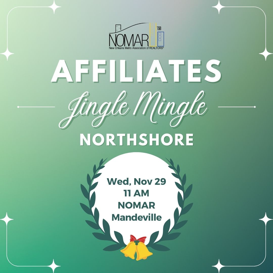 NOMetRealtors's tweet photo. Ring in the season at our Affiliates Jingle Mingle!

Join us at our Mandeville location on November 29 at 11 AM for your chance to mix, mingle, be merry, and get plugged into the benefits and opportunities NOMAR has to offer in 2024!

Register Now: https://t.co/5CyyJeFdOV https://t.co/sryGid6ODu