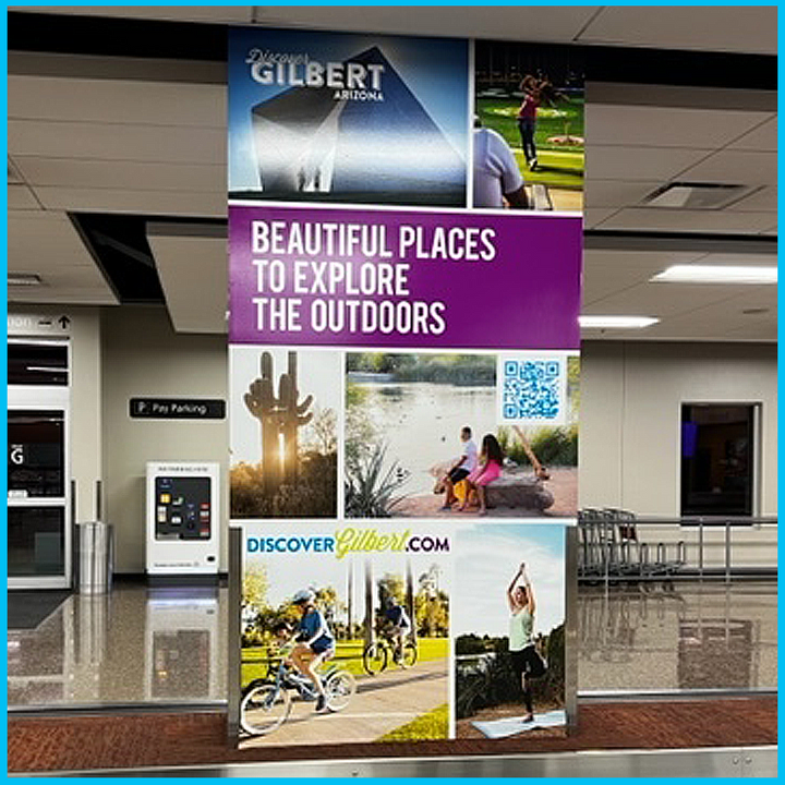 PDDG's tweet photo. @GilbertYourTown, a valued longtime client partner of PDDG, recently enlisted our team to develop vibrant signage at @gatewayairport. This new #advertising supports @DiscoverGilbert and brings attention to Gilbert’s many #outdoor activities and #HeritageDistrict. https://t.co/PRxGVuvAEJ
