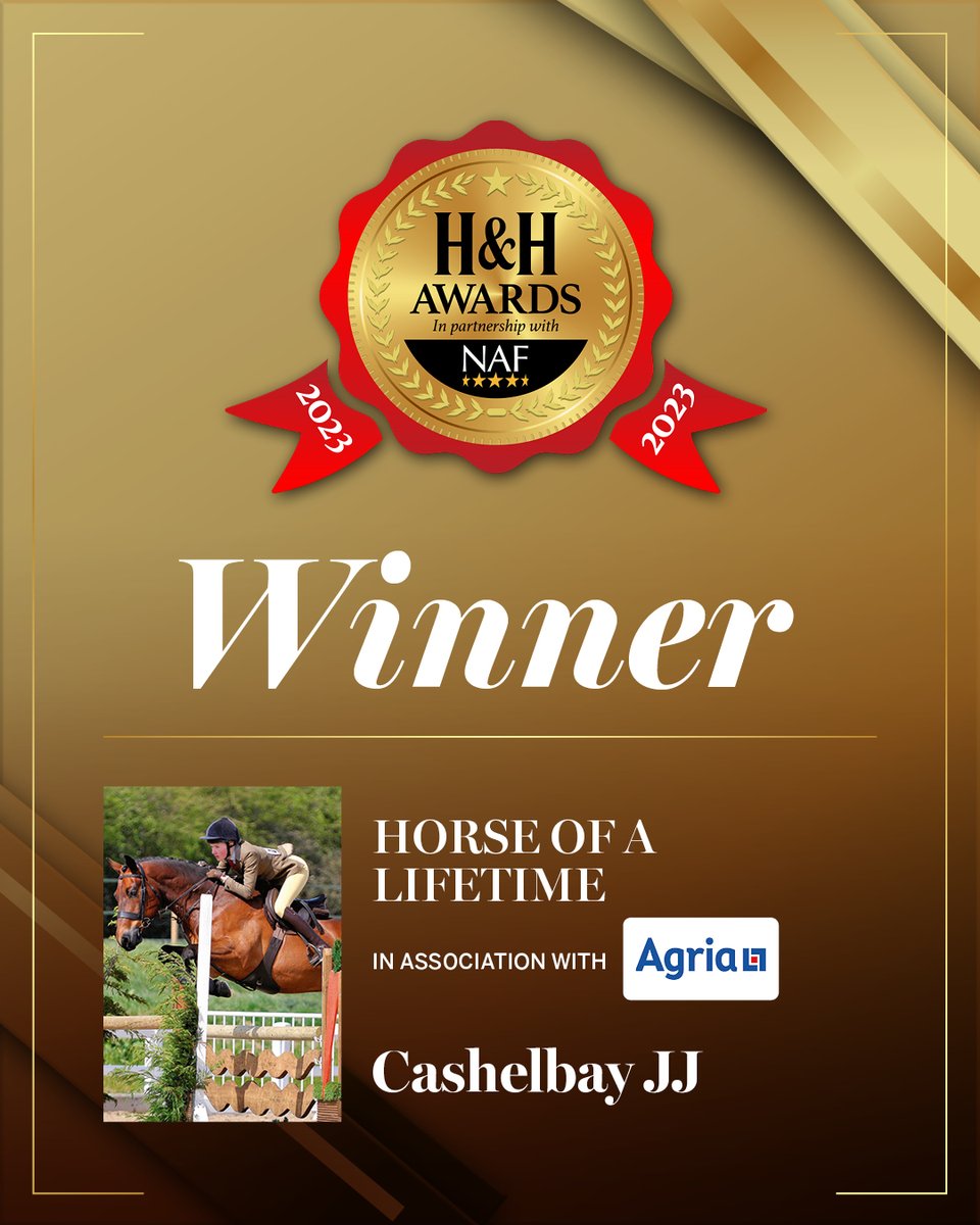 horseandhound's tweet photo. Cashelbay JJ is crowned as the Horse &amp; Hound Awards 2023 Horse of a Lifetime in association with @AgriaPetUK #HHAwards23 https://t.co/dT3IpaTVCQ