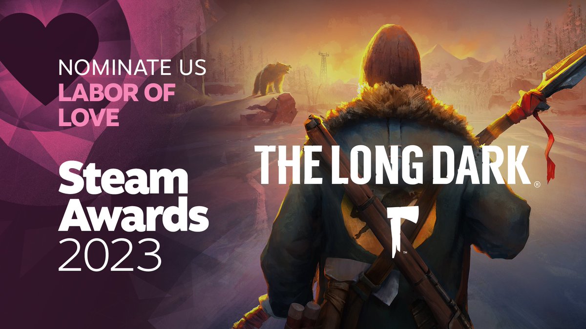 We've been making THE LONG DARK for a long time. Why? Because we're passionate world creators and we care a lot about our players.

Nominate THE LONG DARK dev team for the Labor of Love category in this year's Steam Awards. 🏆 bit.ly/49QYeJy

#SteamAwards #TheLongDark