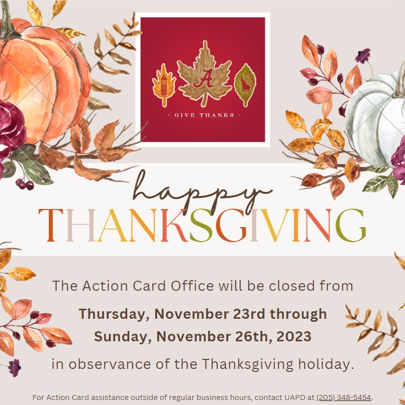 ActionCard's tweet image. Have a safe and happy Thanksgiving break, from your friends at the Action Card Office 🍂🦃