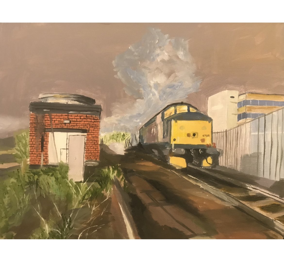 Ticking Over - Another old painting that can be found on my #etsy page paintingsbyianart.etsy.com and is looking for a good home to go to… #class37 #Diesel #trainart @TheGrowlerGroup @GrimArtGroup