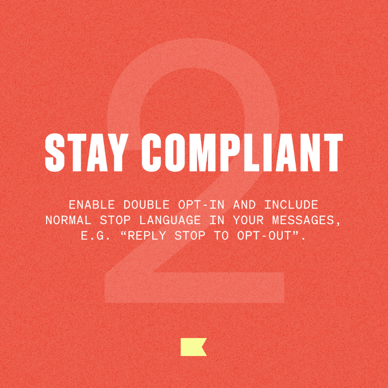 klaviyo's tweet photo. If brands send texts to customers they don’t usually message or lack appropriate consent for, there's a risk of their code being shut down, with the possibility of not being re-enabled before BFCM 🚫 

To avoid this, observe the following best practices:
