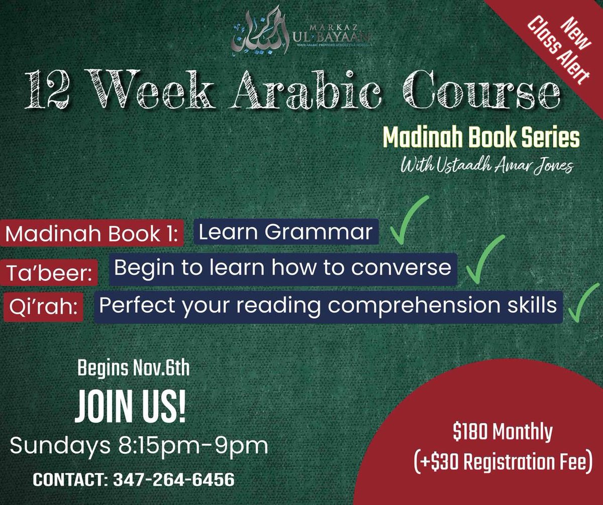 mbarabic966's tweet image. Class tonight at 7 &amp;amp; 8 pm on Zoom Madina Arabic Side Book “Arabic Reading and Comprehension “ get your free Ebook register only $30. Ask about classes or tutoring 347-264-6456 #nightclasses