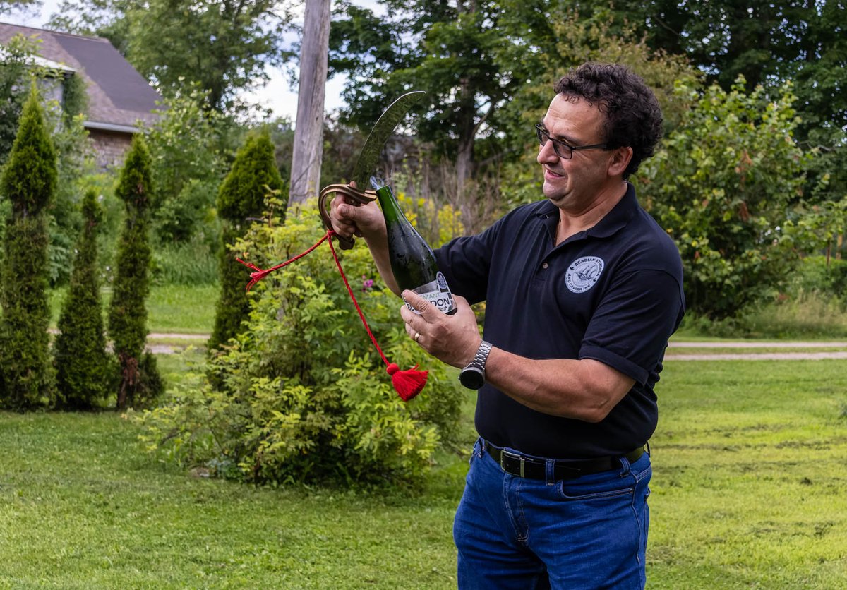 It’s #winewednesday at #acadiansturgeon in #newbrunswickcanada. During  #caviaracademy we saw the @kingofcaviar open a bottle of champagne with a saber.

#caviartourism #sturgeonsafari #destinationnb #explorenb #newbrunswicktourism #travelwritersuniversity #ifwtwa1 @ifwtwa1