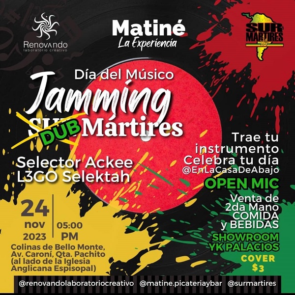 Sur Mártires presenta "Dub Mártires en concierto": Una noche de dub, jamming y vinilos en La Casa de Abajo crestametalica.com/sur-martires-p… #NoticiasCresta #CrestaNoticias #AgendaCresta #Noticias #Entretenimiento #Eventos #Musica 

<a href="/SurMartires/">Sur Mártires Oficial</a>