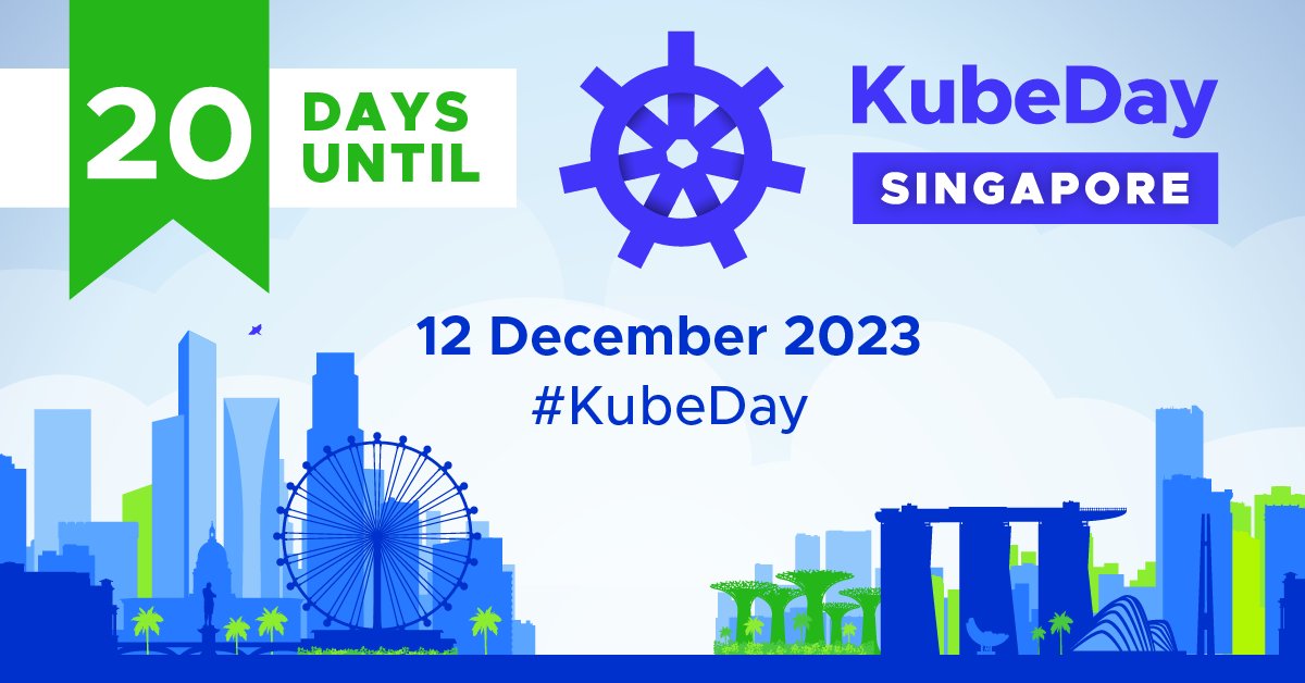 Mark your calendars! ✏️🗓 KubeDay Singapore starts in 20 DAYS on 12 December! Connect with international and local experts as we explore and navigate the #CloudNative ecosystem together. Register today! hubs.la/Q01-gwJS0. Check out the schedule: 🔎 bit.ly/45vwpTS.