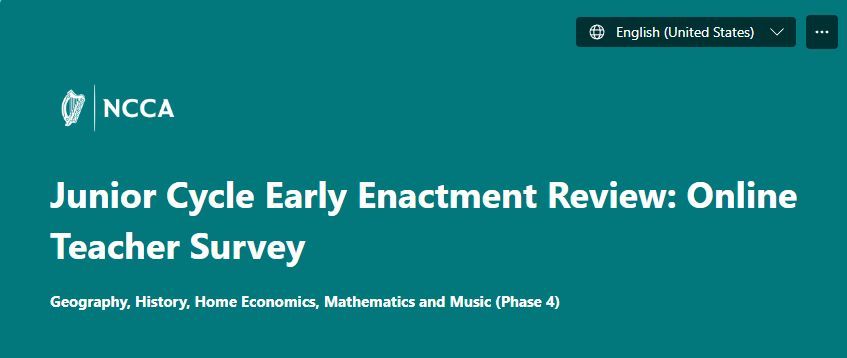 The NCCA is conducting an early enactment review of the junior cycle subjects Geography, History, Home Economics, Mathematics and Music specifications (Phase 4). The consultation consists of a number of components, including a teacher survey. Link here: buff.ly/3G85B1Q