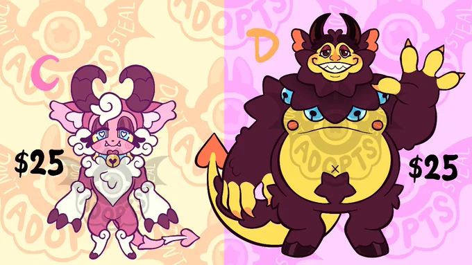 Eyo here's my first adoptables >0< A bunch of groovy krampus peeps! DM me to claim one of them!  #Adoptable #Adopt