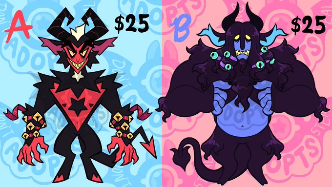 Eyo here's my first adoptables >0< A bunch of groovy krampus peeps! DM me to claim one of them!  #Adoptable #Adopt
