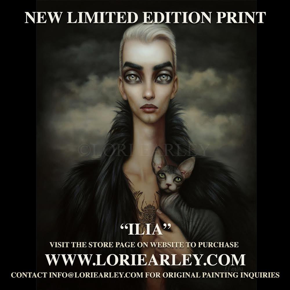 New limited edition print! Introducing “Ilia“, Lori‘s very first painting of a male subject! Visit the store page on the website to purchase: LORIEARLEY.COM. To purchase original painting, contact the studio at: info@loriearley.com 🖤🖤🖤