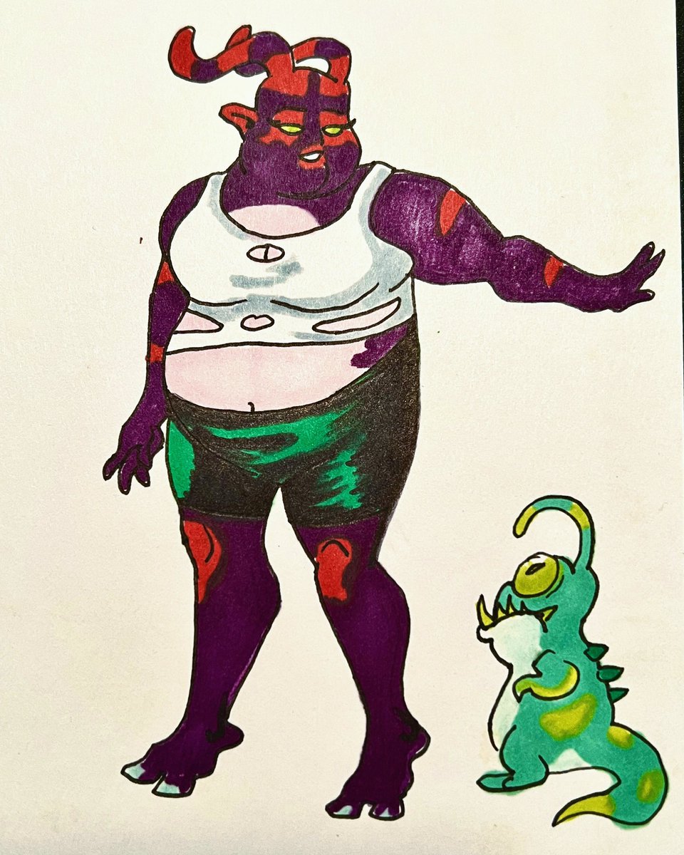 Tomjarobz93's tweet photo. Here’s a plus size alien I call Muuna and her pet, Sponky. Pose courtesy of @AdorkaStock , thanks to Lauren Ashley. #drawing #plussize #plussizealien #alien #muuna #sponky #promarkers #pet #alienpet #cartoon #fatalien #cartoon #scifi #comic https://t.co/Co2EBij22z