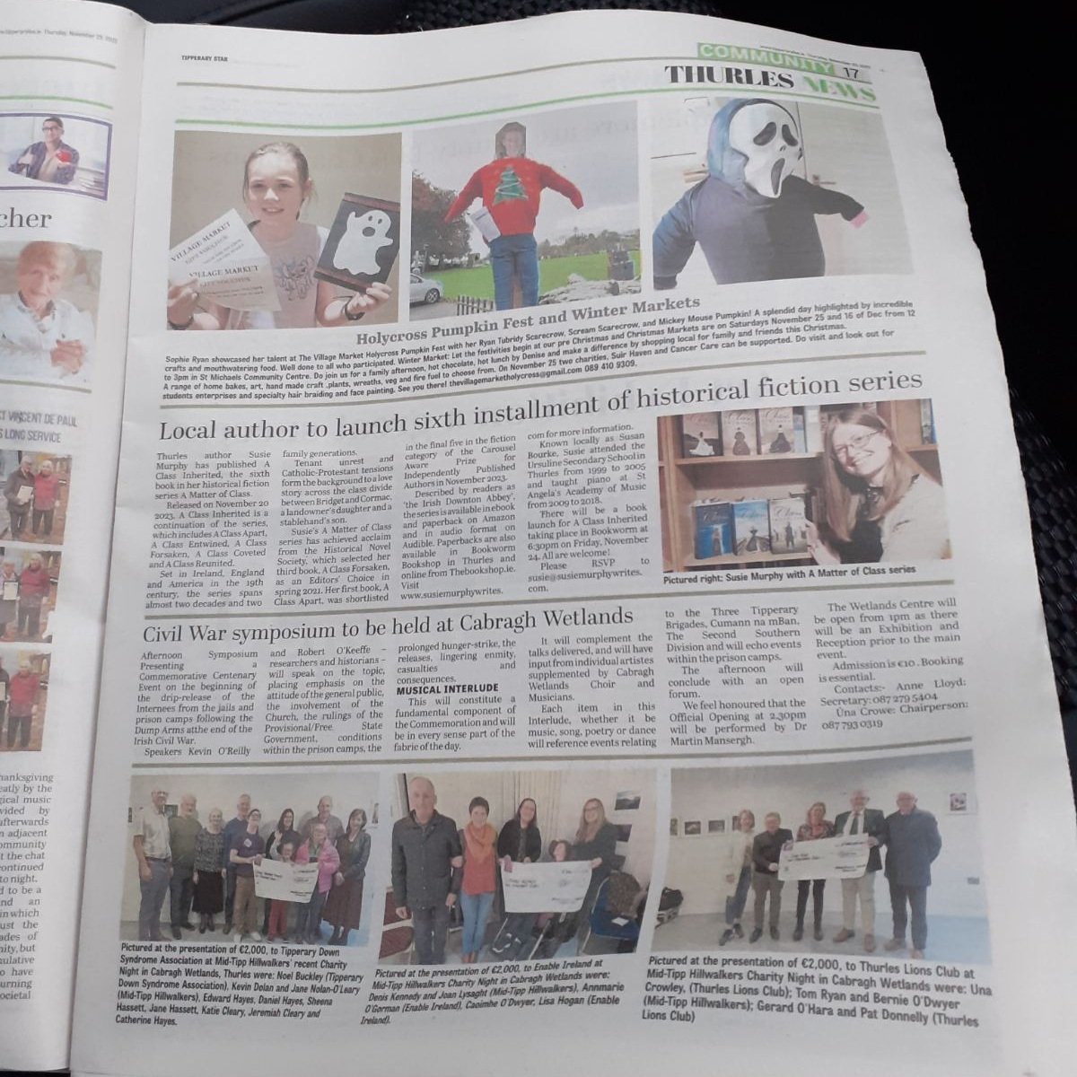 My series made it into not one but two newspapers today!
Thank you @Bookreviewsfor1 for an absolutely fabulous article in the Dungarvan Leader. 🥰
A Class Inherited was also featured in the Tipperary Star! 🎉
#chuffedtobits 😊