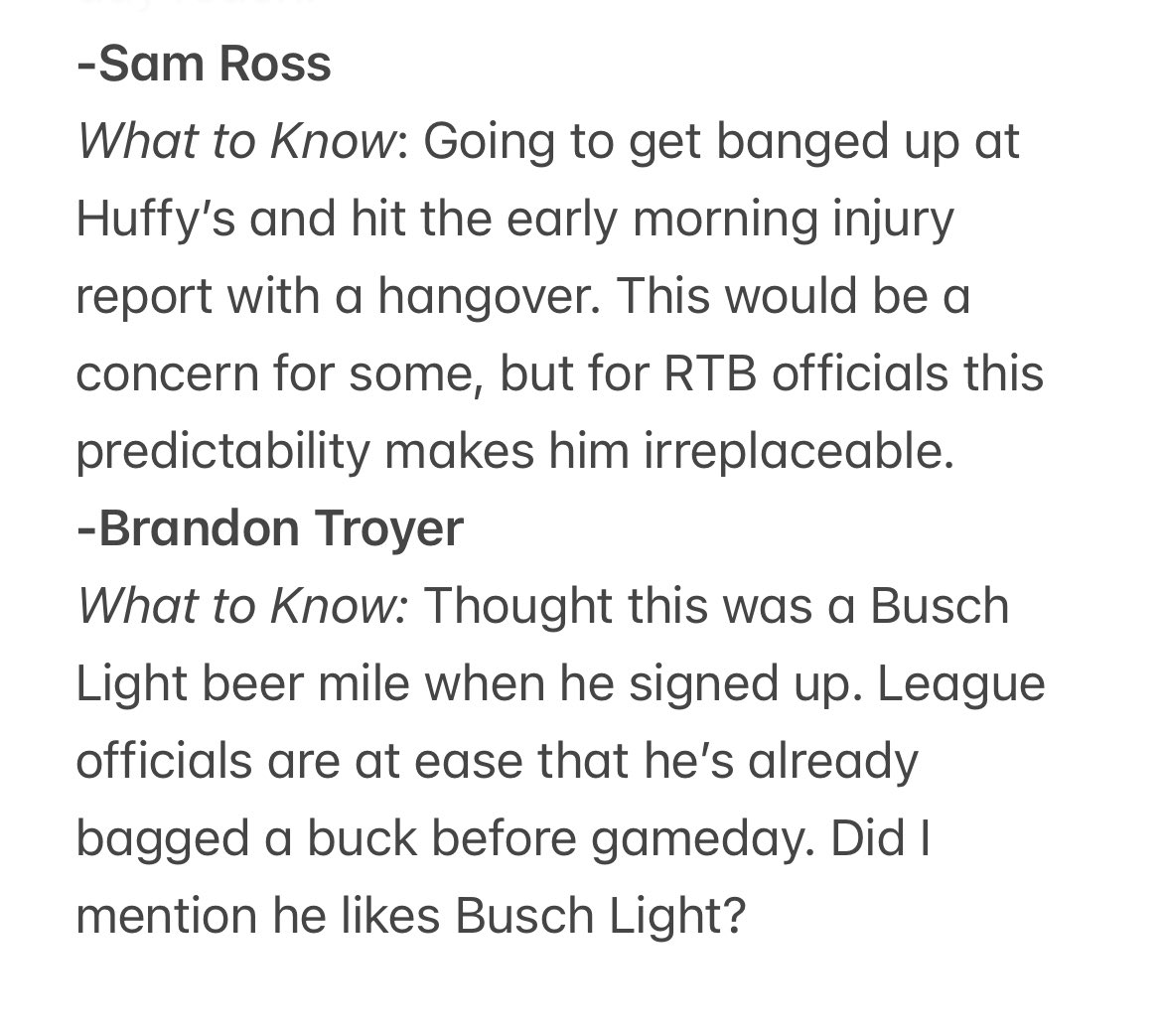 The much anticipated player profiles. Team Rick