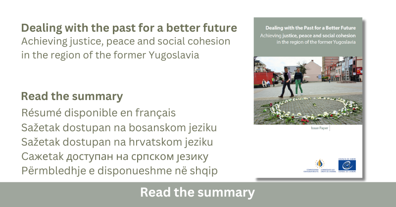 CommissionerHR's tweet photo. The failure to fully deal with the violent past is having devastating consequences on respect for #HumanRights, the #RuleOfLaw and social cohesion in the region of the former Yugoslavia.

Time is pressing to achieve effective justice, reparations and truth for the victims. 👇