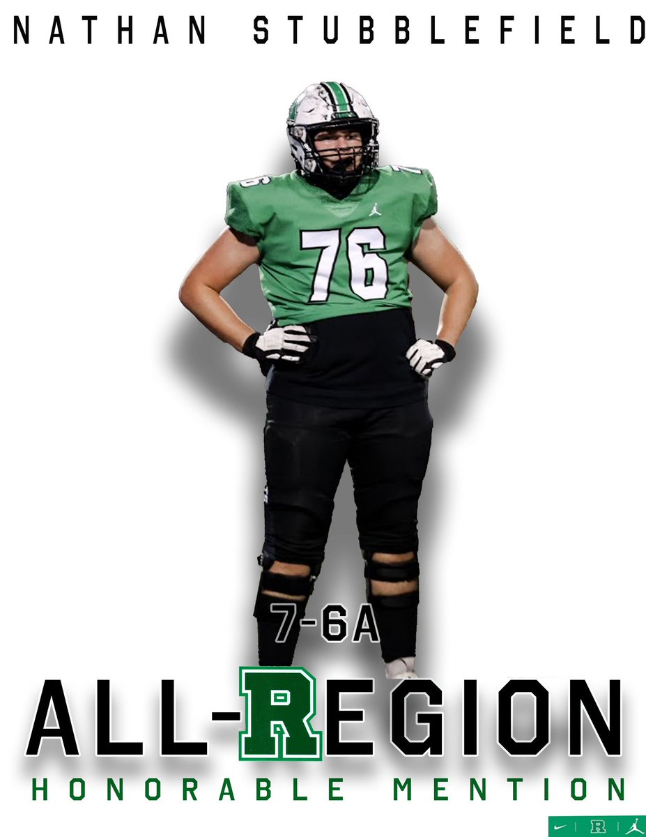 Congratulations to Nathan Stubblefield with being named Honorable Mention OL in Region 7-6A. <a href="/NStubblefield76/">Nathan Stubblefield</a>

#WeR #TEAM74 #LL5💚