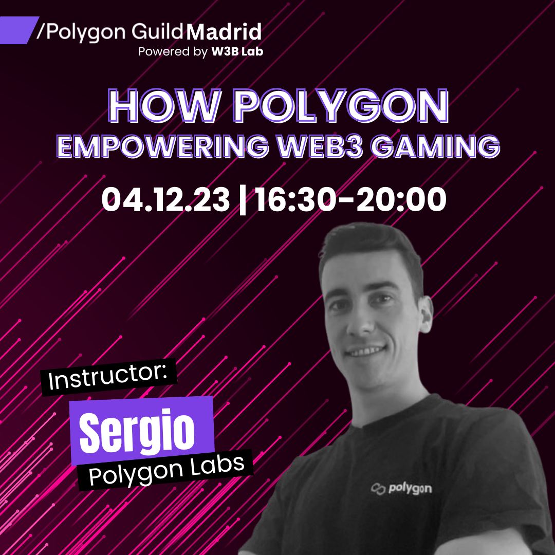 🎮 Our Next <a href="/PolygonGuildMad/">Polygon Guild Madrid</a>  Day

🗣 Workshop w/<a href="/SergioVarona_/">Sergio Varona</a>  BD Gaming Lead @0xPolygonLabs :
"Opportunities and Challenges of Web3 Gaming"

🎁 Drinks + Snacks
⏰ 4.12 | 16:30
📍<a href="/milmadrid_/">MIL Madrid - Madrid Innovation Lab</a>

Powered by - <a href="/w3blabstudio/">W3B Lab Studio</a>  

RSVP 👇
meetup.com/web3-0-communi…