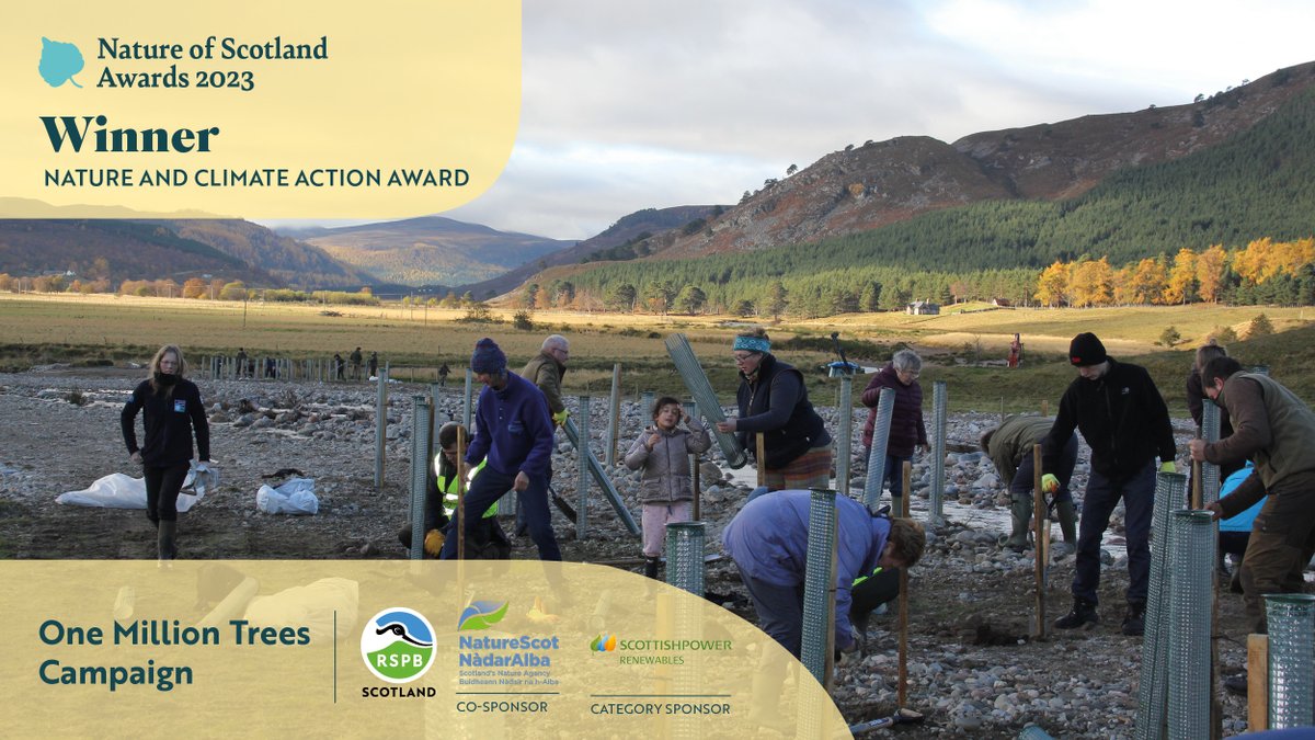 @SPRenewables And the winner of our #NatureOfScotland Nature and Climate Action Award goes to @riverdeeteam Rewilding: One Million Trees Campaign! Our judges were so impressed by the public support inspired by the campaign. Well done!🌲📷🎉