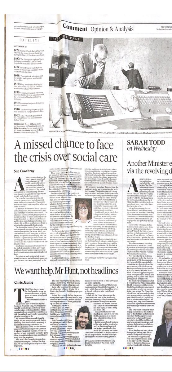 Great article today in YP - we have to keep banging the drum for our sector! #extraxcare #SocialCare #government #harrogateneighbours