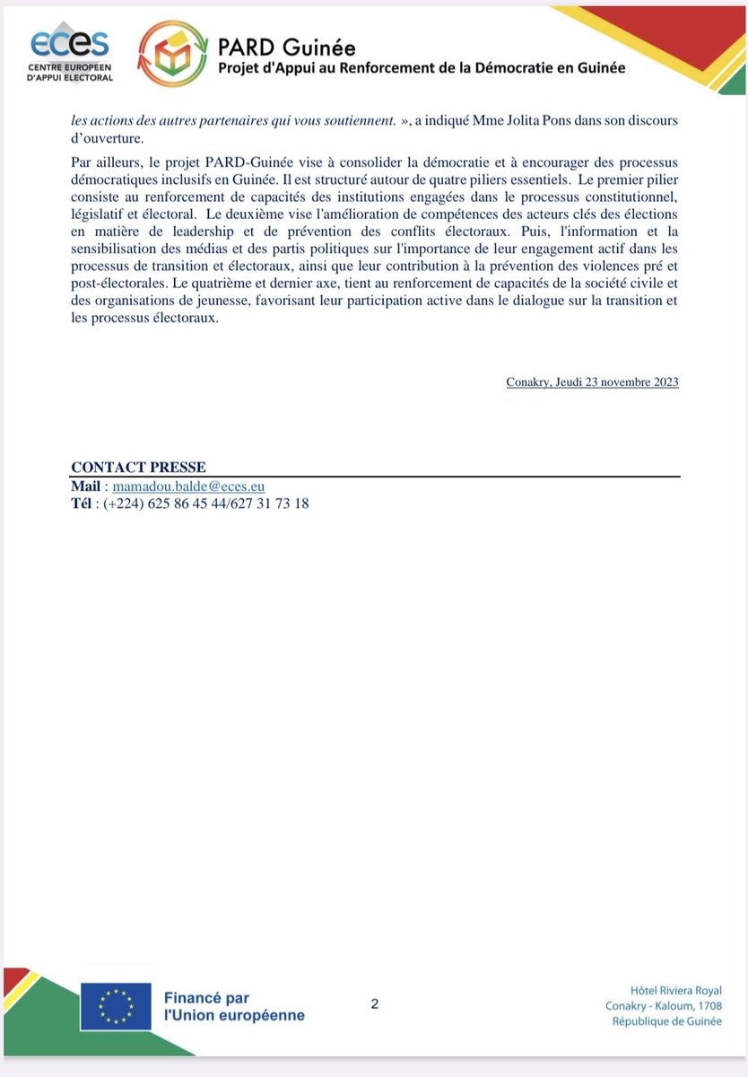 BOULLERE997's tweet photo. Trois jours de formation pour les 81 conseillers nationaux de Guinée, afin de renforcer leur capacité dans le travail législatif. @cntguinee1 #Trasition #Kibaro https://t.co/4eDEZe0ueh