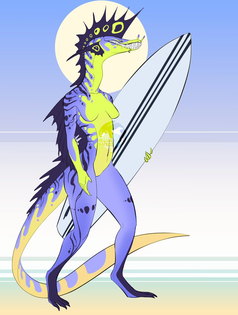 pro surfer eel woman #adoptable or maybe she really sucks at it. OTA furry adopt either way, comes with a no watermark version and color palette and I can add a name, likes/dislikes, etc. onto it once bought.