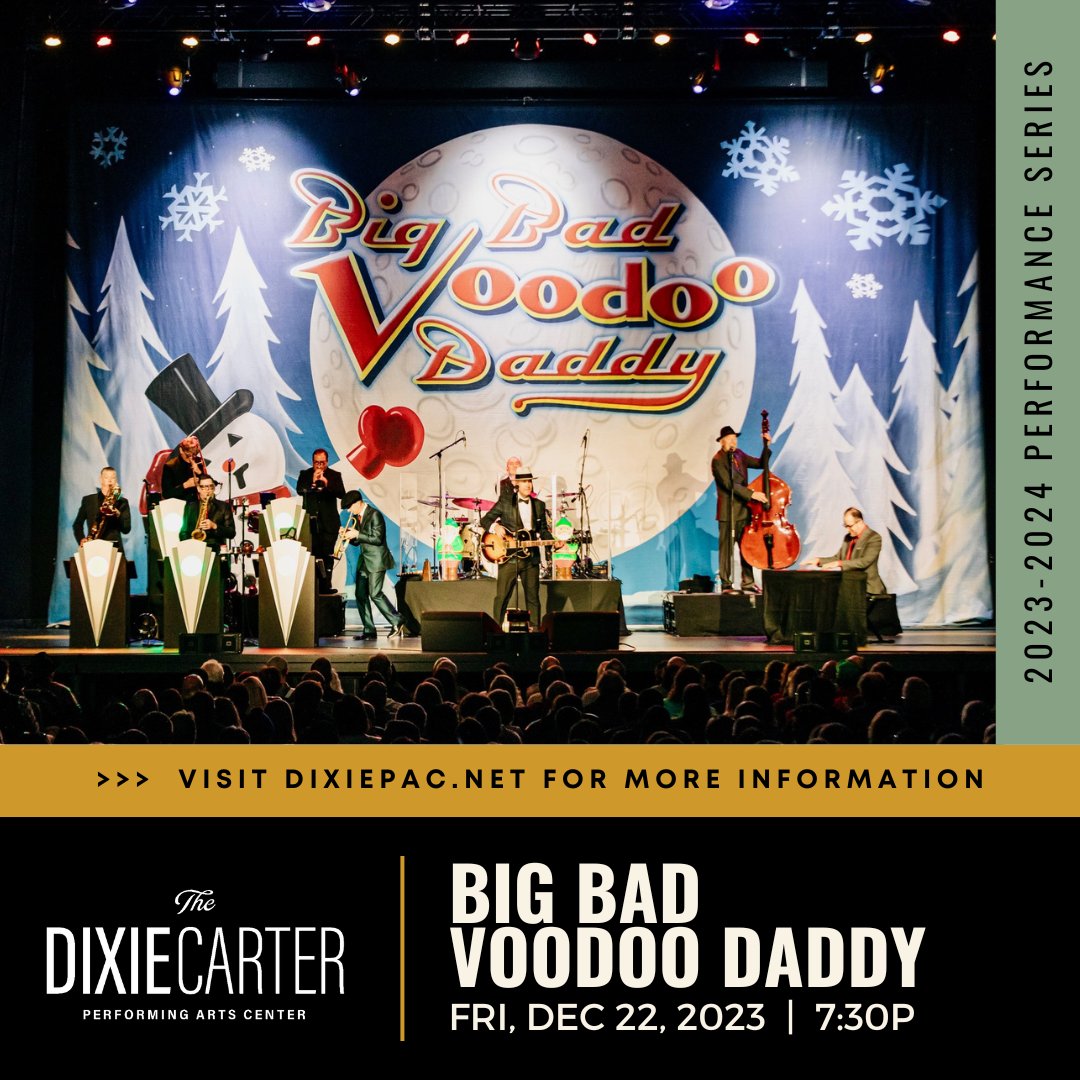 Kick off your long holiday weekend with the Wild & Swingin' Holiday Party in Huntingdon, Tennessee! We’ll be at The Dixie Carter Performing Arts & Academic Enrichment Center on December 22. Get your tickets now: bandsintown.com/e/104644597