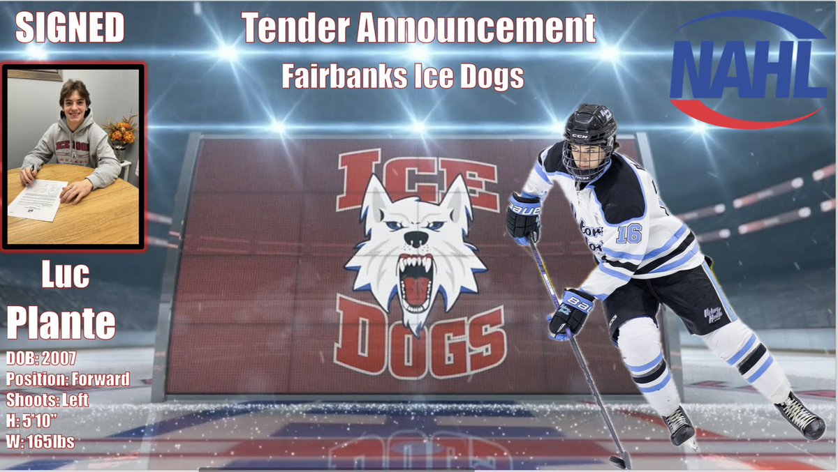 aplante16's tweet image. We are incredibly proud of you Luc! Signing your first contact in the NAHL with the Fairbanks @fbx_IceDogs. Thank you to so many for helping Luc &amp;amp; believing in him along his journey thus far. Go Dogs! @NAHLHockey @Chuckdonald9 @BrotherForge @DakotaBell8 @CP_racer16 #tender