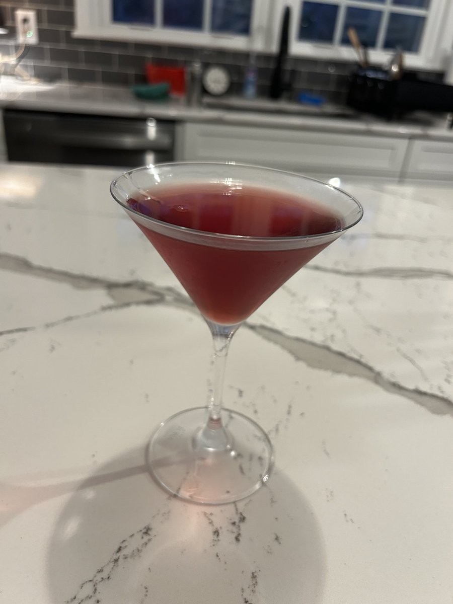 Dry run of the Cranberry Martini  I saw #InaGarten make on the ⁦@TODAYshow⁩ this am.  Delish.  But tomorrow, I’ll cut the Triple Sec in half.  Makes it too sweet otherwise.. #delish.