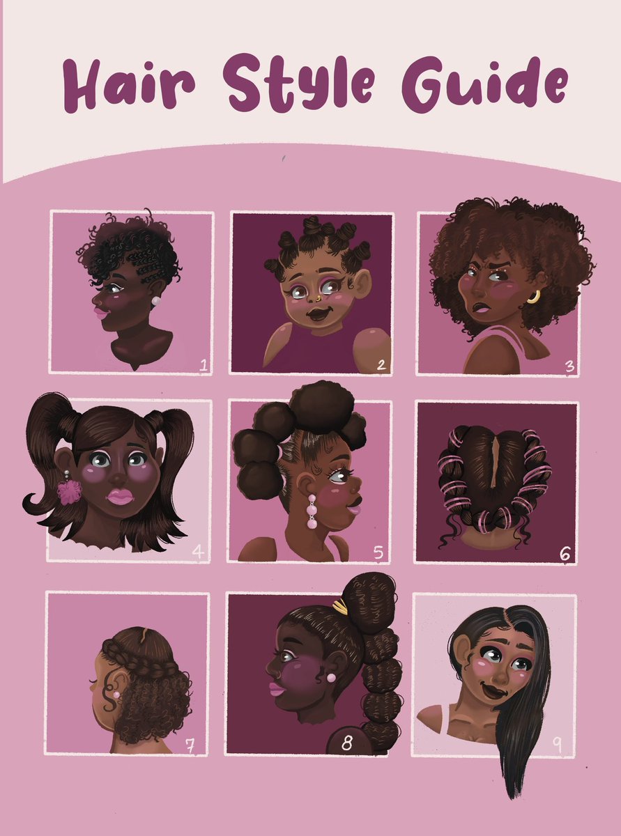 Mar_marsdesign's tweet photo. Here’s how I draw black hair 
#blackhair #BlackGirlMagic #art #illustration #blackgirl #kidlitart #animation https://t.co/PXlUDIXLsA